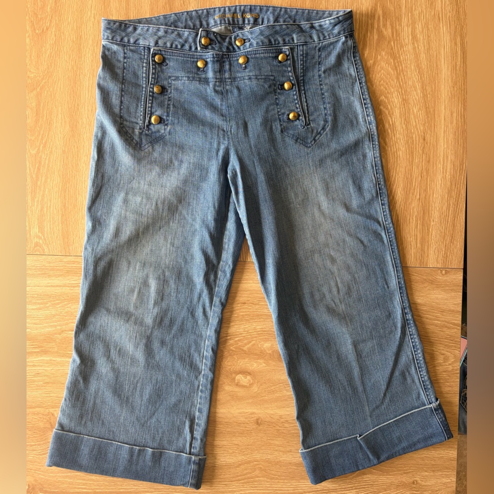 Michael Kors Sailor Button Front High Rise Jeans Medium Wash - Size 10